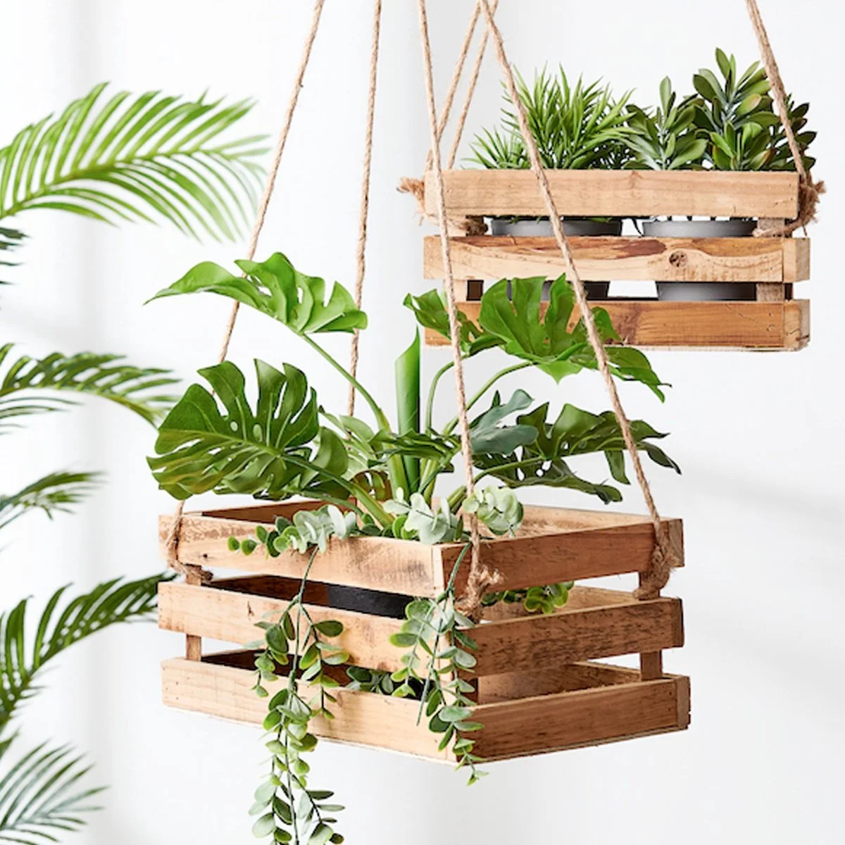 Merkloos Plantenhanger 30x15x15cm | Houten Krat | Handgemaakt | Planten-houder / Hang-plant | Planten Accessoires | Hout | 1 Merkloos Plantenhanger 30x15x15cm | Houten Krat | Handgemaakt | Planten-houder / Hang-plant | Planten Accessoires | Hout |