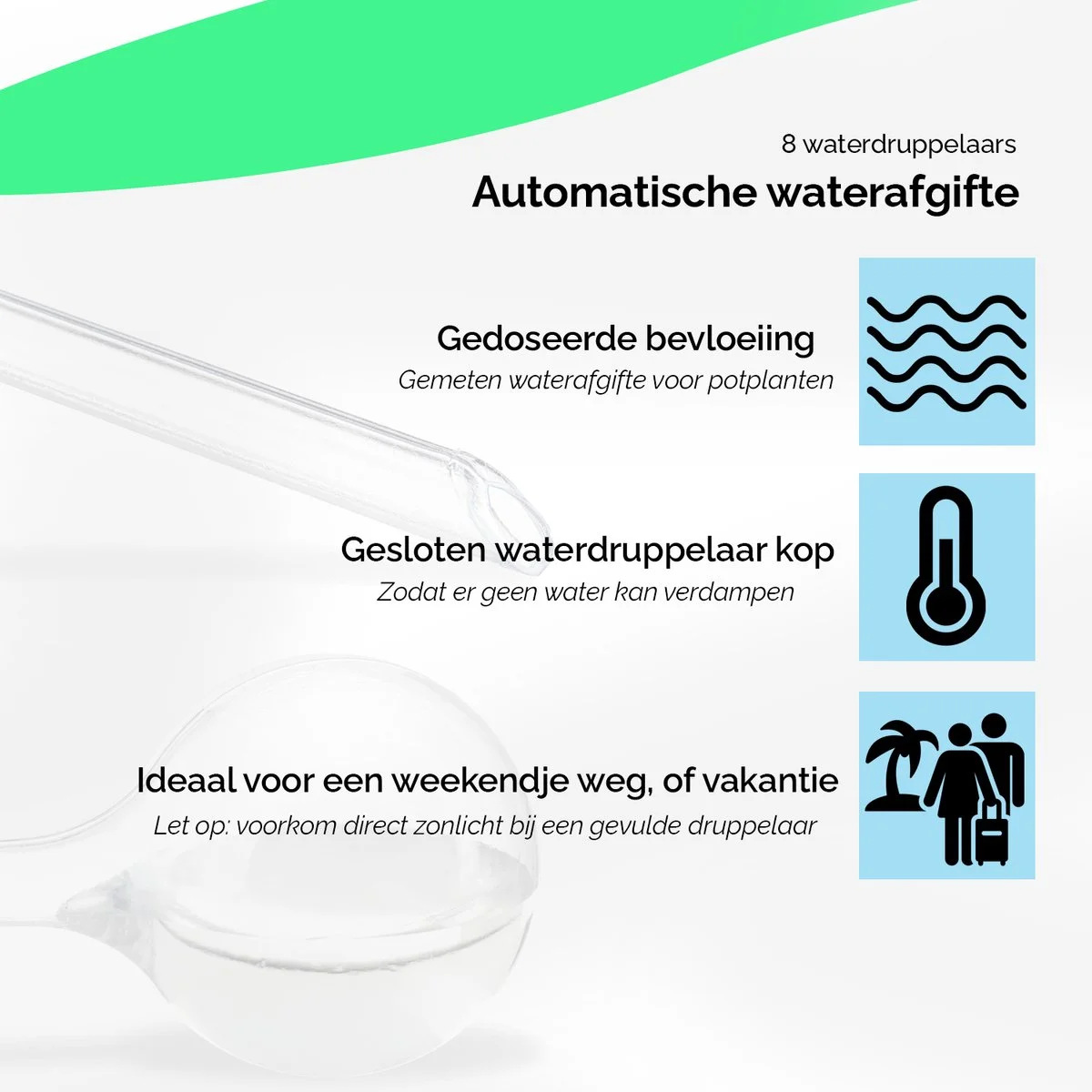 HGMD® Waterdruppelaar Set Van 8 Stuks Voor Planten Transparant - Waterdruppelaar Voor Kamerplanten – Waterbol - Waterdruppelaar Voor Planten - Watergeefsysteem 3 HGMD® Waterdruppelaar Set Van 8 Stuks Voor Planten Transparant - Waterdruppelaar Voor Kamerplanten – Waterbol - Waterdruppelaar Voor Planten - Watergeefsysteem - Afbeelding 3