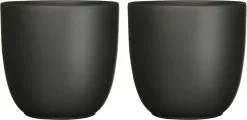 Mica Decorations Plantenpot Tusca - 2x - Zwart - Keramiek - Mat - D19.5/H18.5 Cm