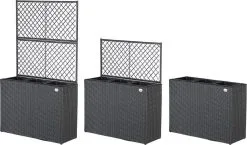 Casaria Polyrattan Plantenbak - Met Klimoprek - 3 Bakken Zwart -Bloem Garden Verkoop 1200x704