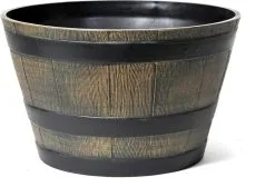 Stijf Bloembak Kunststof Houtnerf / Donker "taps Model" D44.5xH27