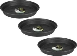 Elho Green Basics Schotel - Plantenschotels - 3 X 14 Cm Zwart