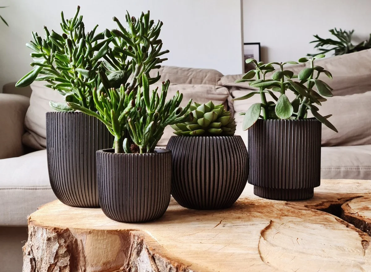 Capi Europe - Set Van 4 - Bloempot Binnen - Groove - Antraciet 3 Capi Europe - Set Van 4 - Bloempot Binnen - Groove - Antraciet - Afbeelding 3