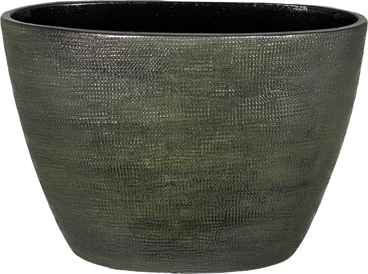 HS Potterie Tokio Ovale Bloempot Groen L33 X B16 X H26 Cm 1 HS Potterie Tokio Ovale Bloempot Groen L33 X B16 X H26 Cm
