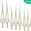 Mycramé 9 Stuks Jute Macrame Plantenhangers - Boho Handgeweven Katoen Hangpot Voor Binnen/Buiten - Hangende Bloempot Met Kralen - Macramé Touw/Koord Hangplant Houder - Bohemian Wandhanger Decoratie - Plant Hanger - Verticale Tuin Bloempothouder Planthanger