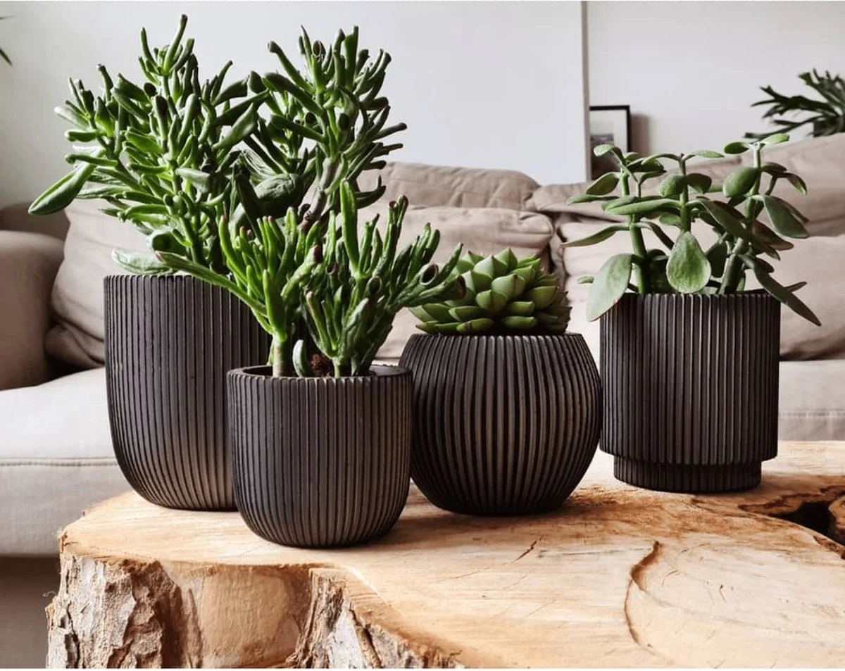 Capi Europe - Set Van 4 - Bloempot Binnen - Groove - Antraciet 5 Capi Europe - Set Van 4 - Bloempot Binnen - Groove - Antraciet - Afbeelding 5