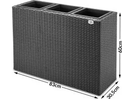 Casaria Staande Plantenbak – Met Waterafvoer 83x30,5x60cm - Zwart -Bloem Garden Verkoop 1200x976