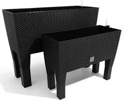 Prosperplast Kunststof Rato Plantenbak Op Poten Met Irrigatiesysteem Antraciet 80 X 33 X 62 Cm - 72 Liter - Balkonbakken/bloembakken -Bloem Garden Verkoop 1200x979