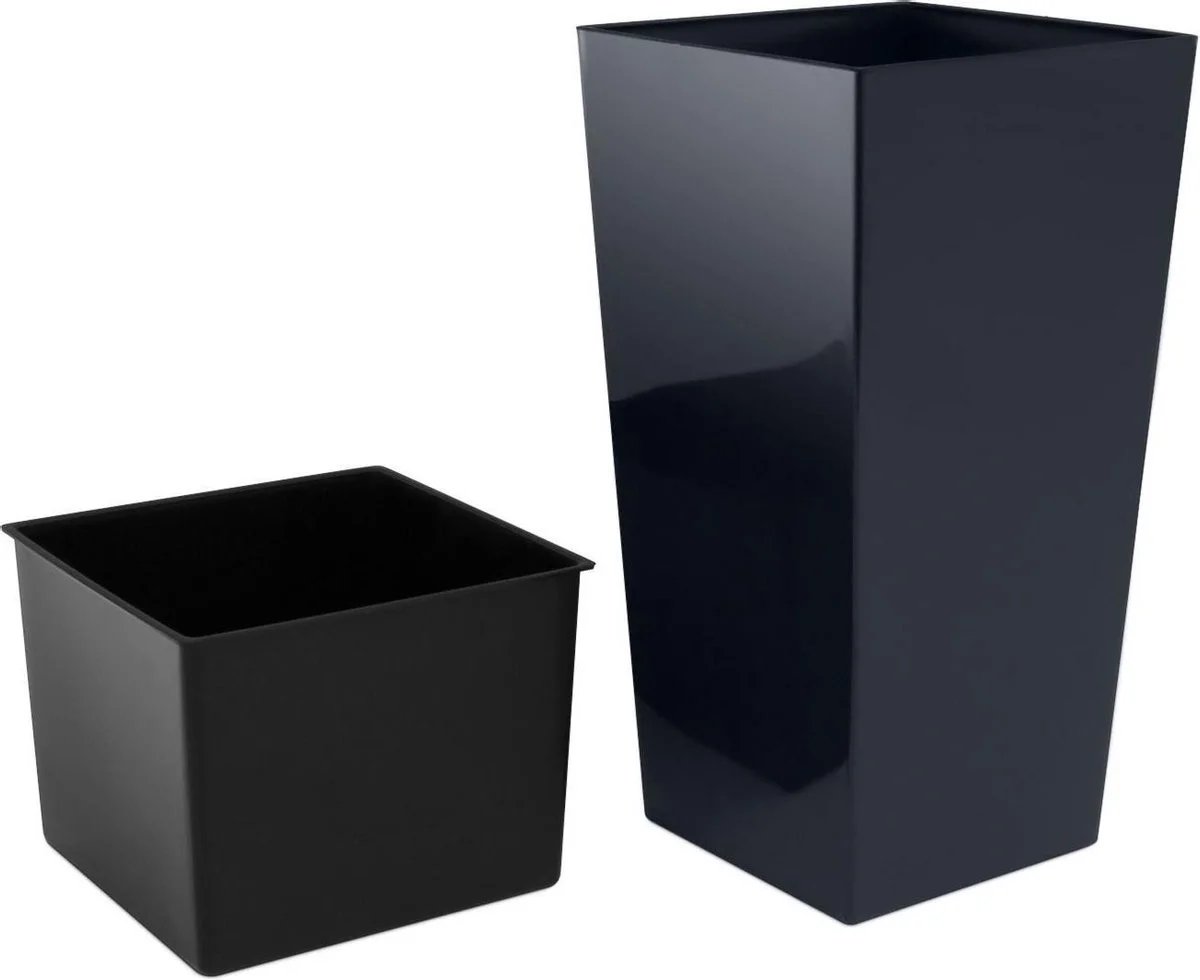 Prosperplast Kunststof Urbi Bloempot/plantenpot Met Binnenpot Antraciet 19 X 19 X 37 Cm - 5/11,4 Liter - Hoge Vierkante Bloempotten 3 Prosperplast Kunststof Urbi Bloempot/plantenpot Met Binnenpot Antraciet 19 X 19 X 37 Cm - 5/11,4 Liter - Hoge Vierkante Bloempotten - Afbeelding 3