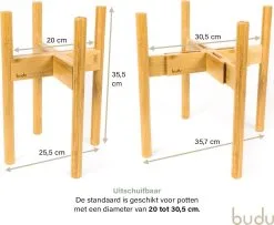 Budu Plantenstandaard Binnen – Plantenhouder – Plantenrek – Uitschuifbaar - Bloempot Standaard - Bamboe Hout - Ø 20 Tot 30 Cm -Bloem Garden Verkoop 1200x986 1