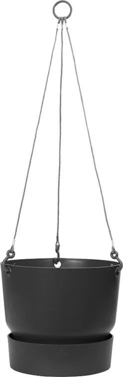 Elho Greenville Hangschaal 24 - Bloempot Voor Balkonbuiten - Ø 23.5 X H 20.5 Cm - Zwart/Living Black -Bloem Garden Verkoop 394x1200