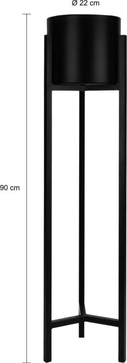 QUVIO Plantenstandaard Inclusief Pot - Staande Plantenbak - Metaal - Plantenbak - Plantenhouders - Planten Zuilen - Voor Buiten - Bloempot - 22 X 22 X 90 Cm - Zwart -Bloem Garden Verkoop 420x1200 1