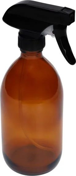 QUVIO Sprayfles - Spuitfles - Plantenspuit - Schoonmaak Spuit - Huishoudspray - Leeg/Hervulbaar - Kamerspray - Allesreiniger - Glazen Sprayflacon - Waterspuit - Kappersspuit - 500 Ml - Glas - Bruin - Zwart -Bloem Garden Verkoop 518x1200 2