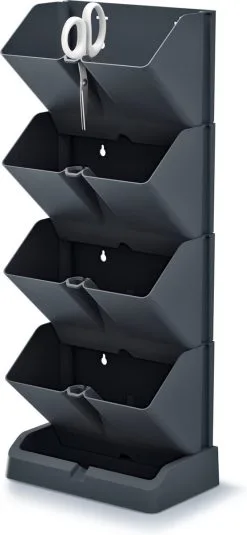 Prosperplast Verticale Kruidentuin Kunststof - Staand/hangend - Modulair - Antraciet Grijs - L 20 X B 11 X H 48 Cm - Incl. Kruidenschaar