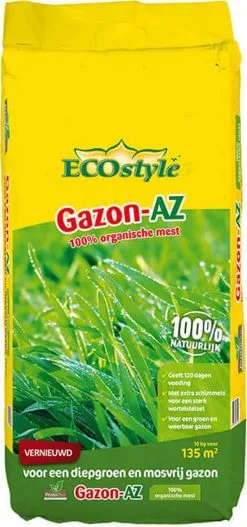 ECOstyle Gazon AZ Organische Gazonmest – Voor Diepgroen En Sterk Gazon – Geeft Tot 120 Dagen Voeding – Werkt Tegen Mos - 265 M² - 20 KG -Bloem Garden Verkoop 562x1200