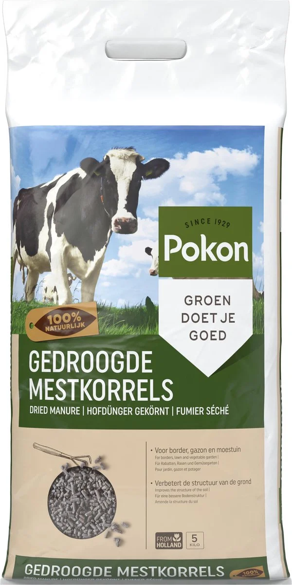 Pokon Gedroogde Mestkorrel - 5kg - Meststof - Geschikt Voor 10m2 Tot 40m2 1 Pokon Gedroogde Mestkorrel - 5kg - Meststof - Geschikt Voor 10m2 Tot 40m2