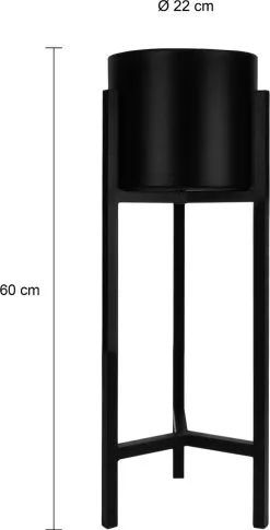 QUVIO Plantenstandaard Binnen - Inclusief Pot - Staande Plantenbak - Metaal - Bloempot - 22 X 22 X 60 Cm - Zwart -Bloem Garden Verkoop 611x1200