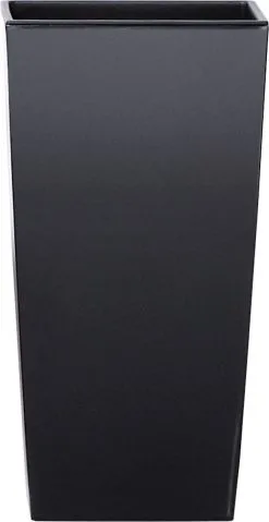 Prosperplast Kunststof Urbi Bloempot/plantenpot Met Binnenpot Antraciet 40 X 40 X 75 Cm - 37/91,5 Liter - Hoge Vierkante Bloempotten