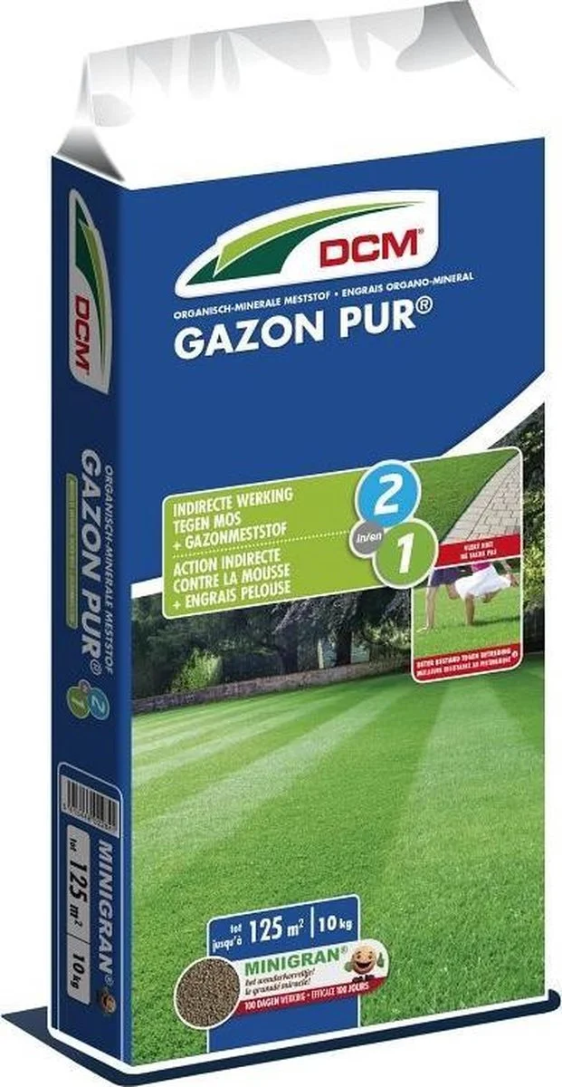 DCM Gazon Pur® - Gazonmest - Diepgroen Gazon Zonder Mos - Gazonmeststof Met MINIGRAN® Technology - 125m2 - 10 Kg 1 DCM Gazon Pur® - Gazonmest - Diepgroen Gazon Zonder Mos - Gazonmeststof Met MINIGRAN® Technology - 125m2 - 10 Kg