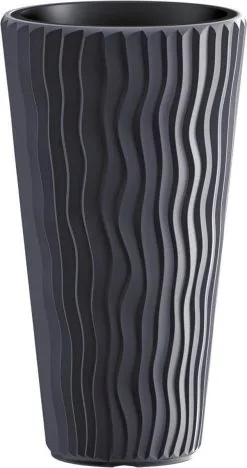 Bloempot Buiten Hoog Rond Sandy Slim 40cm ANTRACIET Prosperplast