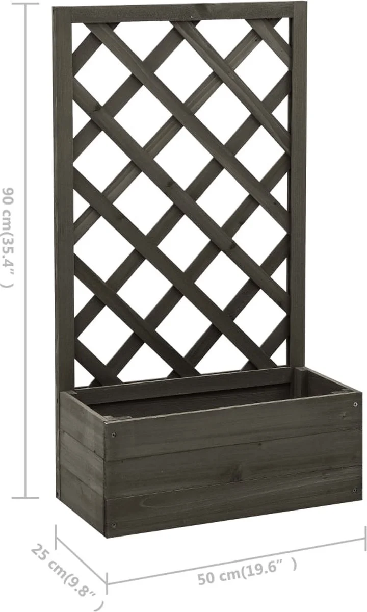 VidaXL Latwerkplantenbak 50x25x90 Cm Massief Vurenhout Grijs 2 VidaXL Latwerkplantenbak 50x25x90 Cm Massief Vurenhout Grijs - Afbeelding 2