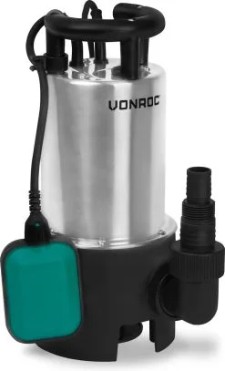 VONROC GARDEN VONROC Dompelpomp RVS - Vuilwaterpomp - Waterpomp - 1100W - 20000 L/h - Voor Vuil- En Schoonwater - Met Vlotter