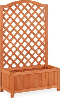 Relaxdays Plantenbak Met Klimrek - Bloembak Trellis - Rankhulp Hout - Voor Klimplanten -Bloem Garden Verkoop 734x1200