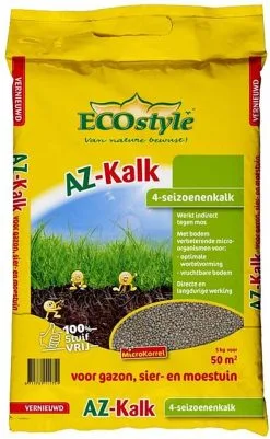ECOstyle AZ Kalk Micro Korrel – Voor Gazon, Sier- En Moestuin - Corrigeert Zuurgraad Direct En Langdurig - Werkt Tegen Mos - CO2-Neutraal – 70 M² - 5 KG -Bloem Garden Verkoop 740x1200 1