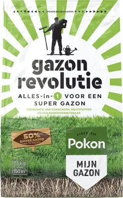 Pokon Gazon Revolutie - 7,5kg - Gazonmest / Graszaad / Bodemverbeteraar - Geschikt Voor 150m² - Binnen 15 Dagen Resultaat -Bloem Garden Verkoop 744x1200