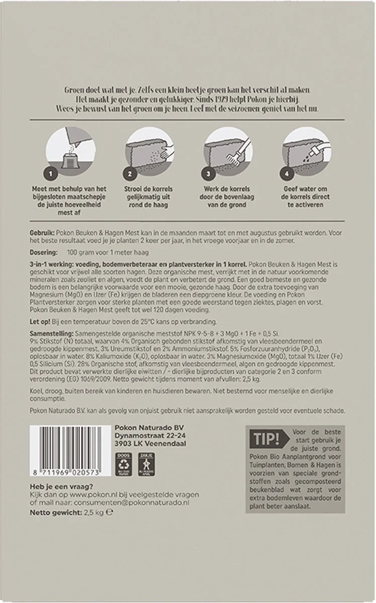 Pokon Beuken & Hagen Mest - 2,5kg - Meststof - 3-in-1 Werking 7 Pokon Beuken & Hagen Mest - 2,5kg - Meststof - 3-in-1 Werking - Afbeelding 7