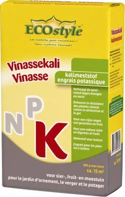 ECOStyle Vinassekali Organische Meststof - Vuor Kaliumtekort - Voor Moestuin, Siertuin En Fruit - Hoger Weerstand Tegen Droogte & Vorst - 15M² - 800 GR -Bloem Garden Verkoop 765x1200 1
