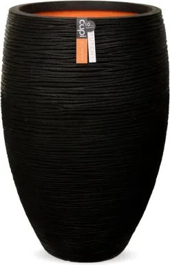 Capi Europe - Vaas Elegant Deluxe Rib NL - 40x60 - Zwart - Voor Binnen En Buiten - KBLR1131 -Bloem Garden Verkoop 768x1200 2