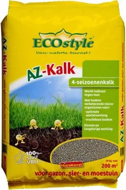 ECOstyle AZ Kalk Micro Korrel – Voor Gazon, Sier- En Moestuin - Corrigeert Zuurgraad Direct En Langdurig - Werkt Tegen Mos - CO2-Neutraal – 265 M² - 20 KG -Bloem Garden Verkoop 794x1200 1