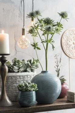 Mica Decorations Gabriel Bloempot - H20 X Ø25 Cm - Keramiek - Blauw -Bloem Garden Verkoop 800x1200 10