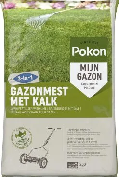 Pokon Gazonmest Met Kalk - 16,8kg - Mest - Geschikt Voor 250m² - 120 Dagen Voeding