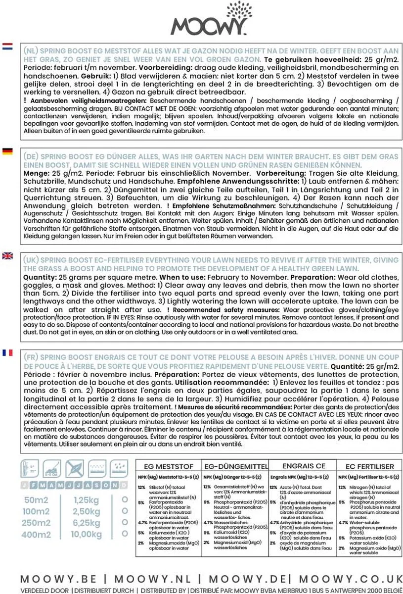 Moowy Snelwerkende Gazonmest Voor 100m² Gras | Meststof Voor Lente En Zomer | Ideaal Voor Meststofstrooier | Gazonbemesting 12 Moowy Snelwerkende Gazonmest Voor 100m² Gras | Meststof Voor Lente En Zomer | Ideaal Voor Meststofstrooier | Gazonbemesting - Afbeelding 12