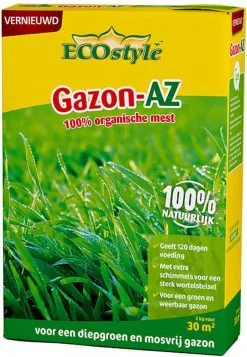 ECOstyle Gazon AZ Organische Gazonmest – Voor Diepgroen En Sterk Gazon – Geeft Tot 120 Dagen Voeding – Werkt Tegen Mos - 135 M² - 10 KG -Bloem Garden Verkoop 830x1200 1