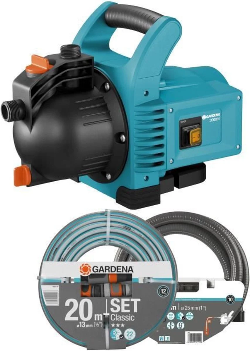 GARDENA - Classic Besproeiingspomp 3000/4 Compleet - Waterpomp - Incl. 3.5 M Aanzuigslang En 20 M Slang 9 GARDENA - Classic Besproeiingspomp 3000/4 Compleet - Waterpomp - Incl. 3.5 M Aanzuigslang En 20 M Slang - Afbeelding 9