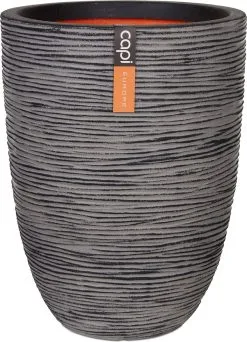 Capi Europe - Vaas Elegant Laag Rib NL - 36x47 - Antraciet - Voor Binnen En Buiten - KOFZ782