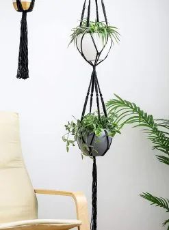 Mycramé 4 Stuks Luxe Macrame Plantenhangers - Boho Handgeweven Katoen Hangpot Voor Binnen/Buiten - Hangende Bloempot Met Kralen - Macramé Touw/Koord Hangplant Houder - Bohemian Wandhanger Decoratie - Plant Hanger - Verticale Tuin Bloempothouder Planthanger -Bloem Garden Verkoop 880x1200 1