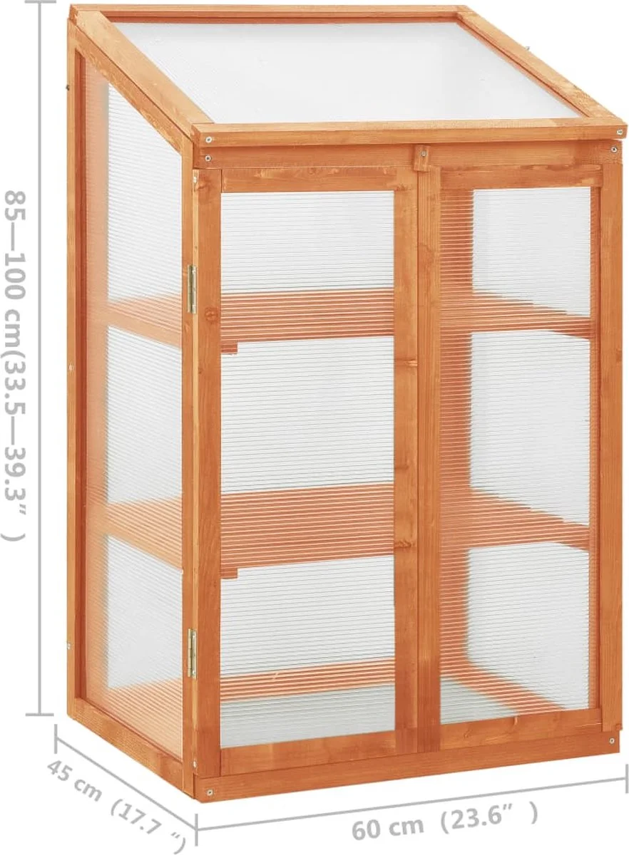 VidaXL Broeikas 60x45x100 Cm Vurenhout 2 VidaXL Broeikas 60x45x100 Cm Vurenhout - Afbeelding 2