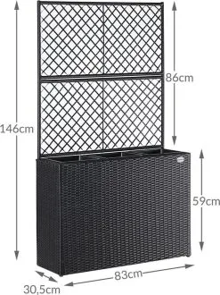 Casaria Polyrattan Plantenbak - Met Klimoprek - 3 Bakken Zwart -Bloem Garden Verkoop 898x1200 3