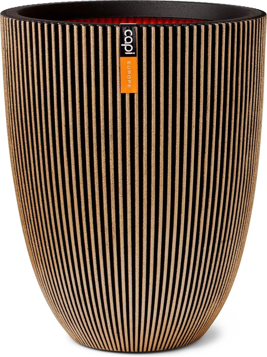 Capi Europe - Vaas Elegant Laag Groove NL - 46x58 - Goud - Voor Binnen En Buiten - KGVGB783 1 Capi Europe - Vaas Elegant Laag Groove NL - 46x58 - Goud - Voor Binnen En Buiten - KGVGB783