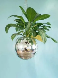 Discobal Hangplant - Bloempot - Hangplant - Disco - Discobal - Spiegel - Zilver - Hangpot - Glitter - Planten In Bak - Hangend - Staand
