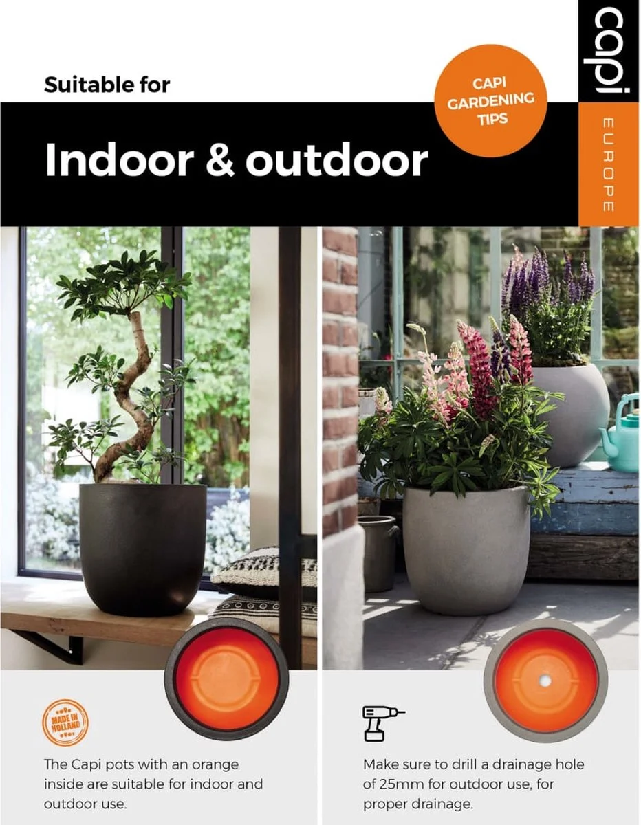 Capi Europe - Bloempot Bol Smooth NL - 43x41 - Zwart - Voor Binnen En Buiten - KBL933 3 Capi Europe - Bloempot Bol Smooth NL - 43x41 - Zwart - Voor Binnen En Buiten - KBL933 - Afbeelding 3