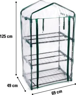 Kinzo Garden - Plastic Broeikas - 3 Verdiepingen - 69 X 49 X 125cm - Groen -Bloem Garden Verkoop 963x1200