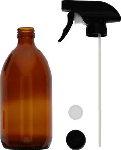QUVIO Sprayfles - Spuitfles - Plantenspuit - Schoonmaak Spuit - Huishoudspray - Leeg/Hervulbaar - Kamerspray - Allesreiniger - Glazen Sprayflacon - Waterspuit - Kappersspuit - 500 Ml - Glas - Bruin - Zwart -Bloem Garden Verkoop 969x1200 7