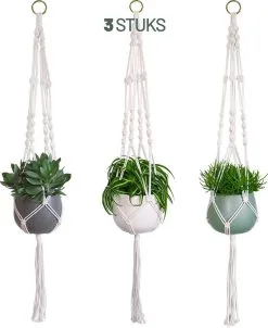 Gadgy Plantenhanger Macramé 3 Stuks - Luxe Gevlochten Touw Katoen - Plantenpot Ophangen - Hangpot